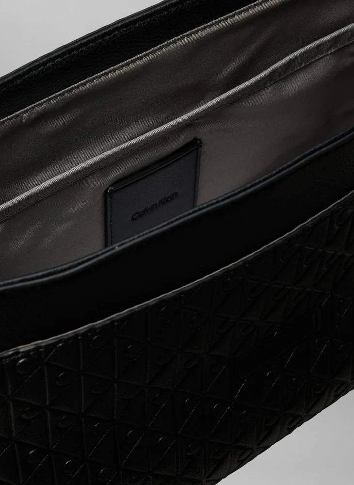 CALVIN KLEIN Embossed Emblem Logo Flap Messenger Bag